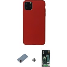 BUTİMAR'S iPhone 11 Pro Max Kozmos Yansıma Özel Seri - Siyah 360 Mat Full Body Arka Koruyucu + Pembe Shine Kamera Lens Koruma Cam