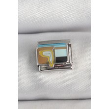 Ayışığı 316L Çelik Gümüş Renk Renkli Portre Model Nomination Charm