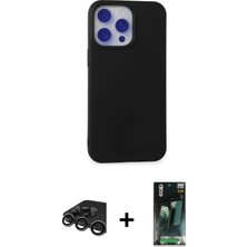 BUTİMAR'S iPhone 15 Pro Max Ahenk Serisi - Siyah 360 Mat Full Body Arka Koruyucu + Titanyum Gri Raze Metal Kamera Lens