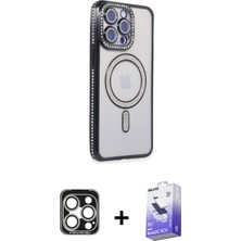 BUTİMAR'S iPhone 15 Pro Max Zirve Doku Prime - Siyah Bilvis 5in1 5d Magic Hayalet Cam Ekran Koruyucu + Gümüş Pvd Metal Kamera Lens