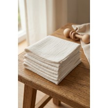 Maison Routine 5'li Bebek Ağız Mendil Seti %100 Pamuk 3 Katlı Müslin Bez 20X20 cm Ekru