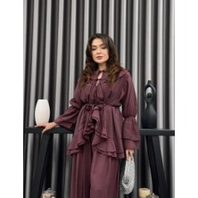 Cardella Vual Kumaş Bağlama Detaylı Salaş Takım - Astarlı, Belden Kuşaklı, Oversize Şık Kadın Kombin