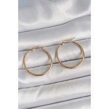 Ayışığı 316 Çelik Gold Renk 27 mm Halka Model Kadın Küpe