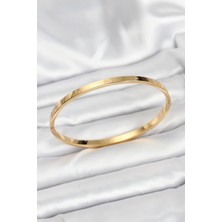 Ayışığı 316L Çelik Gold Renk 65 mm Ince Kadın Kelepçe Bileklik