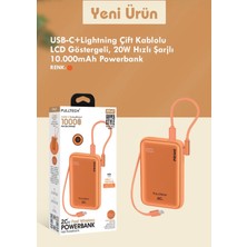 Azurtech FP47 10.000MAH Powerbank 20W Hızlı Şarj – LCD Göstergeli – Usb-C + Lightning Kablolu