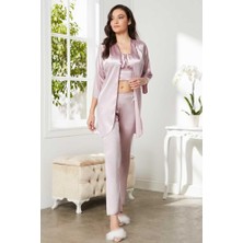 Pierre Cardin Rose Saten 3'lü Pijama Takım 2075