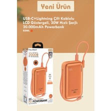 Azurtech FP48 20.000MAH Powerbank 20W Hızlı Şarj – LCD Göstergeli – Usb-C + Lightning Kablolu