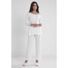 Pierre Cardin Kadın Penye Dantelli Pijama Takımı 1241 Ekru