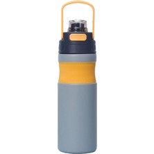 Bentopia Paslanmaz Çelik Su Matarası - 580 ml - Pipetli ve Kulplu 316 Çelik Suluk