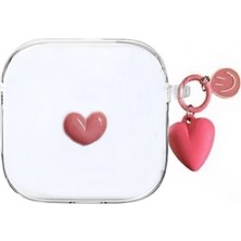 Adige Samsung Galaxy Buds 4 Pro Kılıf Silikon Şeffaf Figürlü Gülen Surat Kalp