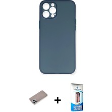 BUTİMAR'S iPhone 12 Pro Max Yadigar Yansıma Serisi - Siyah 5d Eko Cam Ekran Koruyucu + Sierra Blue Shine Kamera Lens Koruma Cam