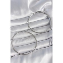 Ayışığı 316 Çelik Gümüş Renk 63 mm Halka Model Kadın Küpe