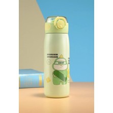 Bentopia Paslanmaz Çelik Su Matarası - 620 ml - Pipetli 316 Çelik Yeşil Suluk