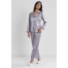 Pierre Cardin Royal Kadın Sırtı Dantel Saten Pijama Takımı 1438
