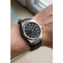 Lee Cooper Vintage Tasarım Erkek Kol Saati | 40 mm Çelik Kasa, Siyah Deri Kordon, Siyah Kadran