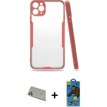 BUTİMAR'S iPhone 11 Pro Max Atlas Asil Serisi - Siyah 18D Cam Ekran Koruyucu + Gold Rainbow Kamera Lens Koruma Cam