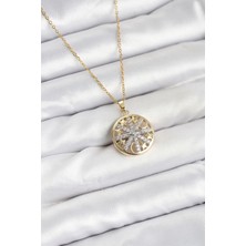 Ayışığı 316L Çelik Zincir Gold Renk Zirkon Taşlı Kadın Kolye