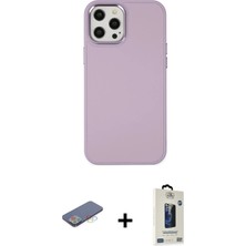 BUTİMAR'S iPhone 12 Pro Max Çekirdek Çizgi - Siyah Bilvis Hayalet Cam Ekran Koruyucu + Mavi Renkli Kamera Lens Koruma Cam