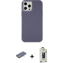 BUTİMAR'S iPhone 12 Pro Max Çekirdek Çizgi - Siyah Bilvis Hayalet Cam Ekran Koruyucu + Mavi Renkli Kamera Lens Koruma Cam