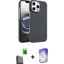 BUTİMAR'S iPhone 16 Pro Max Doruk Serisi - Siyah Bilvis 5in1 3D Magic Cam Ekran Koruyucu + Siyah Raze Metal Kamera Lens