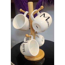 Acar Corey Collectıon 4lü Bambu Askılı Porselen Kupa