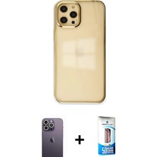 BUTİMAR'S iPhone 12 Pro Max Doruk Doku Prime - Siyah 5d Eko Cam Ekran Koruyucu + Beyaz Neon Fosforlu Kamera Lens