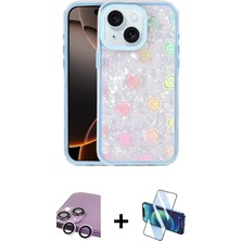 BUTİMAR'S iPhone 14 Odak Prime - Siyah 3D Antistatik Cam Ekran Koruyucu + Mor Raze Metal Kamera Lens
