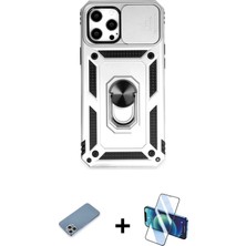 BUTİMAR'S iPhone 12 Pro Max Ahenk Klasik - Siyah 3D Antistatik Cam Ekran Koruyucu + Gümüş Shine Kamera Lens Koruma Cam