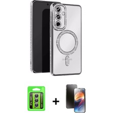 BUTİMAR'S Galaxy A15 4g Zirve Doku Prime - Siyah 3D Antistatik Mat Seramik Nano Ekran Koruyucu + Gümüş Raze Metal Kamera Lens