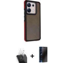 BUTİMAR'S Redmi Note 13 Pro 5g Eksen Işık - Siyah 3D Antistatik Hayalet Cam Ekran Koruyucu + Şeffaf Kamera Lens Koruma Cam