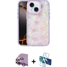 BUTİMAR'S iPhone 14 Odak Prime - Siyah 3D Antistatik Cam Ekran Koruyucu + Mor Raze Metal Kamera Lens