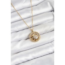 Ayışığı 316L Çelik Zincir Gold Renk Kutup Yıldızı Model Kadın Kolye
