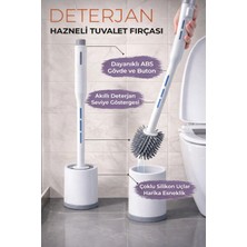 Gülümseten Avm Silikon Tuvalet Fırçası Deterjan Hazneli Akıllı Seviye Göstergeli Wc Temizlik Fırçası - Beyaz- Beyaz- Tek Ebat