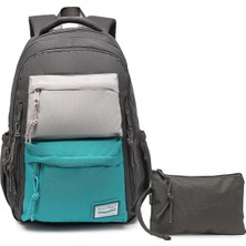 Smart Bags Su Geçirmez Laptop Bölmeli Çok Gözlü Büyük Boy Orta Okul ve Lise Sırt Çantası Koyu Gri