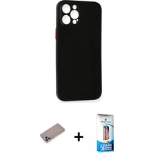 BUTİMAR'S iPhone 12 Pro Max Yadigar Yansıma Serisi - Siyah 5d Eko Cam Ekran Koruyucu + Sierra Blue Shine Kamera Lens Koruma Cam