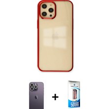 BUTİMAR'S iPhone 12 Pro Max Doruk Doku Prime - Siyah 5d Eko Cam Ekran Koruyucu + Beyaz Neon Fosforlu Kamera Lens