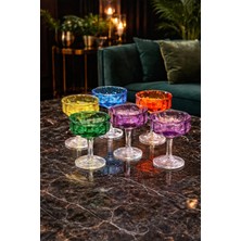 Gülümseten Avm 6’lı Renkli Cam Ayaklı Şekerlik | Kahve Yanı Lokumluk Sunumluk - Beyaz- Beyaz- Tek Ebat