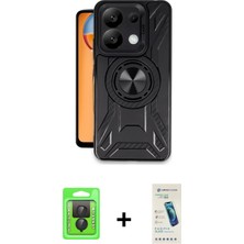 BUTİMAR'S Redmi Note 13 Pro 4g Nova Yansıma Prime - Şeffaf Pasifik Cam Ekran Koruyucu + Siyah Raze Metal Kamera Lens