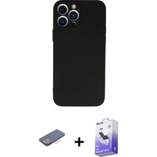 BUTİMAR'S iPhone 13 Pro Max Ahenk Serisi - Siyah Bilvis 5in1 5d Magic Hayalet Cam Ekran Koruyucu + Pembe Renkli Kamera Lens Koruma Cam