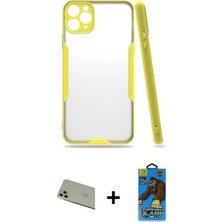 BUTİMAR'S iPhone 11 Pro Max Atlas Asil Serisi - Siyah 18D Cam Ekran Koruyucu + Gold Rainbow Kamera Lens Koruma Cam