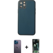 BUTİMAR'S iPhone 12 Pro Max Yadigar Klasik - Şeffaf 360 Full Body Arka Koruyucu + Mavi Neon Fosforlu Kamera Lens