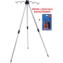 Exent 3 Ayaklı Alüminyum Katlanabilir Çok Hafif Olta Dayama Sehpası (Tripod)+ Pense