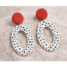 EPAksesuar Epapolka El Yapımı Polimer Kil Küpe – Benekli Kırmızı Detay