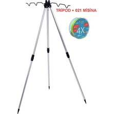 Exent 3 Ayaklı Alüminyum Katlanabilir Olta Dayama Sehpası (Tripod)+ 4 Örgü 0,21 mm 200 Mt-Misina
