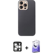 BUTİMAR'S iPhone 15 Pro Max Eksen Prime - Siyah Bilvis 5in1 5d Magic Hayalet Cam Ekran Koruyucu + Gümüş Pvd Metal Kamera Lens