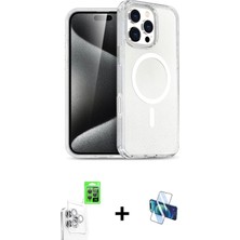 BUTİMAR'S iPhone 16 Pro Nova Asil Prime - Siyah 3D Antistatik Seramik Nano Ekran Koruyucu + Beyaz Raze Metal Kamera Lens