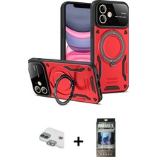 BUTİMAR'S iPhone 11 Kıvılcım Modern Serisi - Siyah 34D Hayalet Izgaralı Cam + Yeşil Pers Alüminyum Kamera Lens