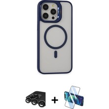 BUTİMAR'S iPhone 15 Pro Ahenk Klasik Özel Seri - Siyah 3D Antistatik Seramik Nano Ekran Koruyucu + Titanyum Gri Raze Metal Kamera Lens