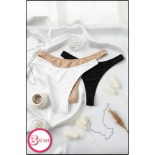 YMÇ Premium Konfor Gün Boyu Ferahlık Nefes Alan %100 Pamuk Iz Yapmayan 3’lü Set ( Siyah-Beyaz-Ten )