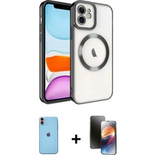 BUTİMAR'S iPhone 11 Nova Işık Özel Seri - Siyah 3D Antistatik Mat Seramik Nano Ekran Koruyucu + Turuncu Neon Fosforlu Kamera Lens